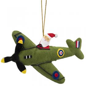 felt wool santa in a spitfire green spitfire red father christmas hanging christmas tree decoration